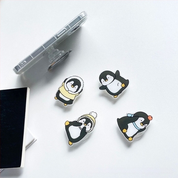 Акрилна прозрачна настолна стойка в карикатурен стил с дизайн на пингвин – персонализираема