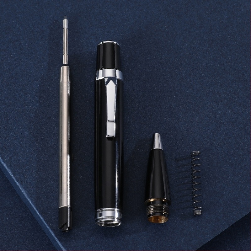 Метална топчева писалка с въртящ се механизъм, джобна писалка за подпис