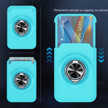 Магнитна стойка за iPhone със джоб за карта — PC прозрачен, матиран завършек, N52 магнит, инжекционно формована, поддръжка за персонализация, съвместим с iPhone 12-14 серия