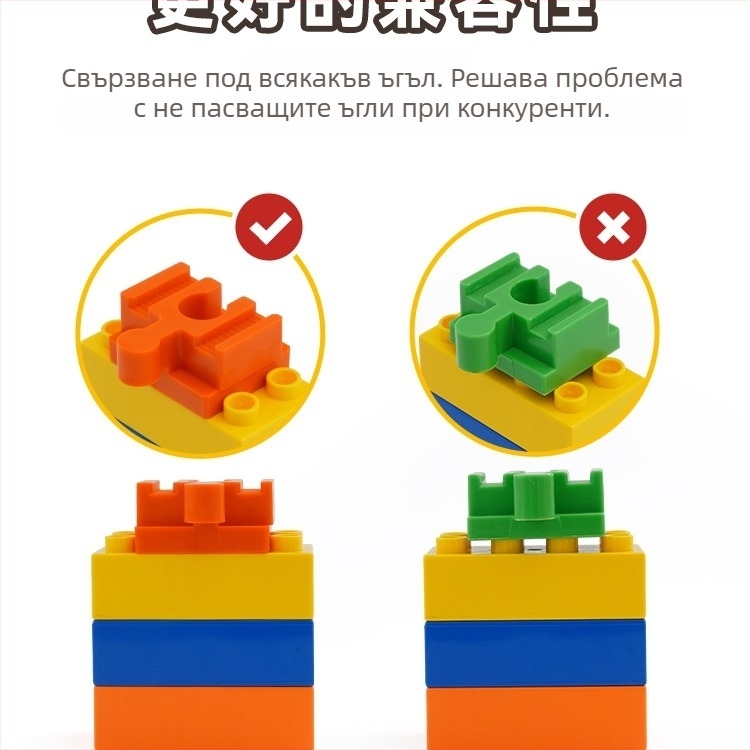 Tongshida 1‑бр дървен комплект за трак с големи блокове и универсални свързващи адаптери за 0–3 години