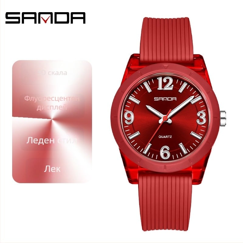 Sanda 6277 детски кварцов часовник, водоустойчив до 50 м, светещ дисплей, TPU каишка, покрито стъкло