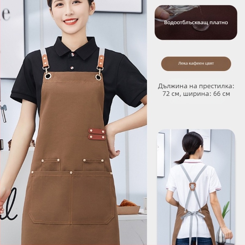 Платно водоустойчив фартук без ръкави за кетъринг – печат на лого, модерен минималистичен дизайн за кухня