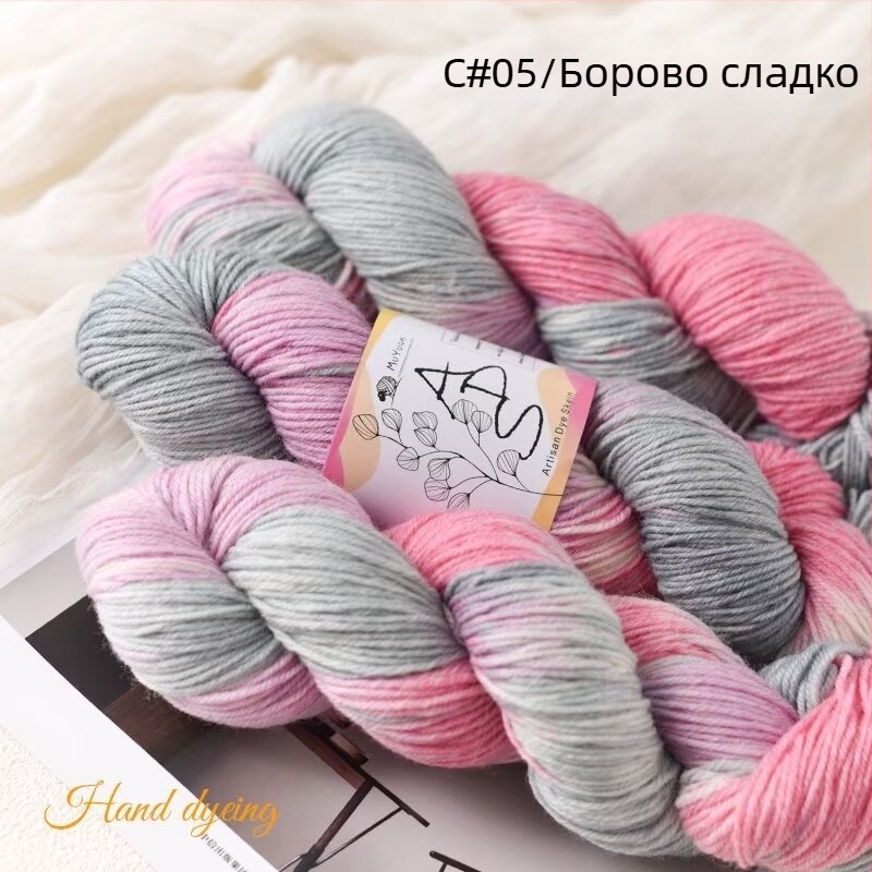 Прежда за плетене с кука, мотак, ring-spun, ръчно боядисана вълнена прежда за ръчно плетене