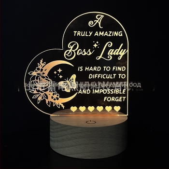 Сърцевидна акрилна 3D нощна лампа, захранване от контакт, акрилен абажур, форма сърце, напрежение ≤ 36V