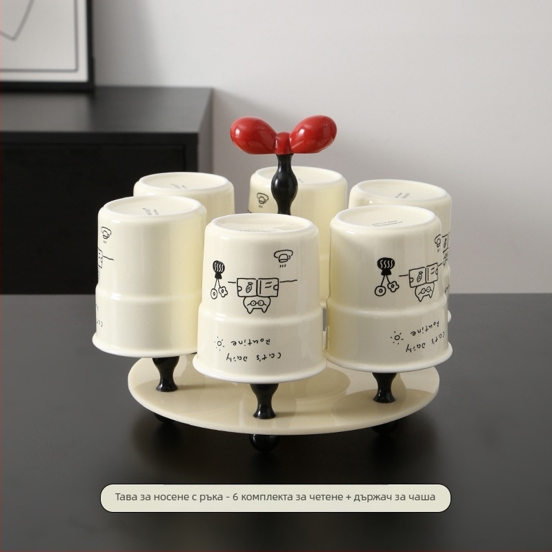 Серия Kitten керамична чаша за кафе с капак, японски стил, опростен стил