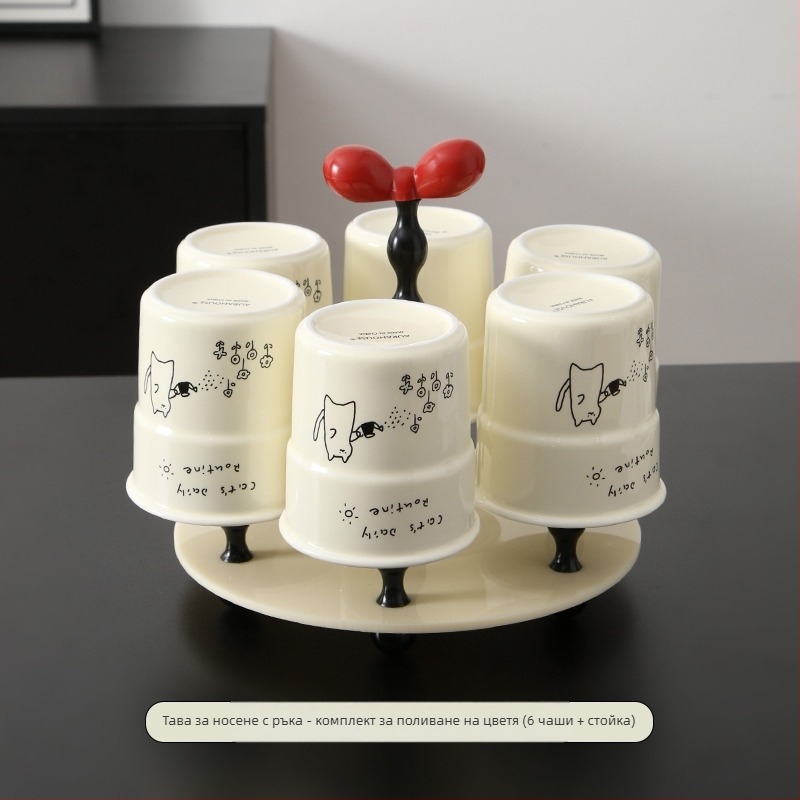 Серия Kitten керамична чаша за кафе с капак, японски стил, опростен стил