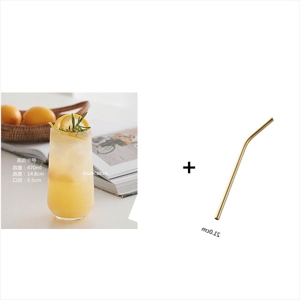 Стъклена чаша за напитки – Nordic стил, сламка, преносима, еднослойна