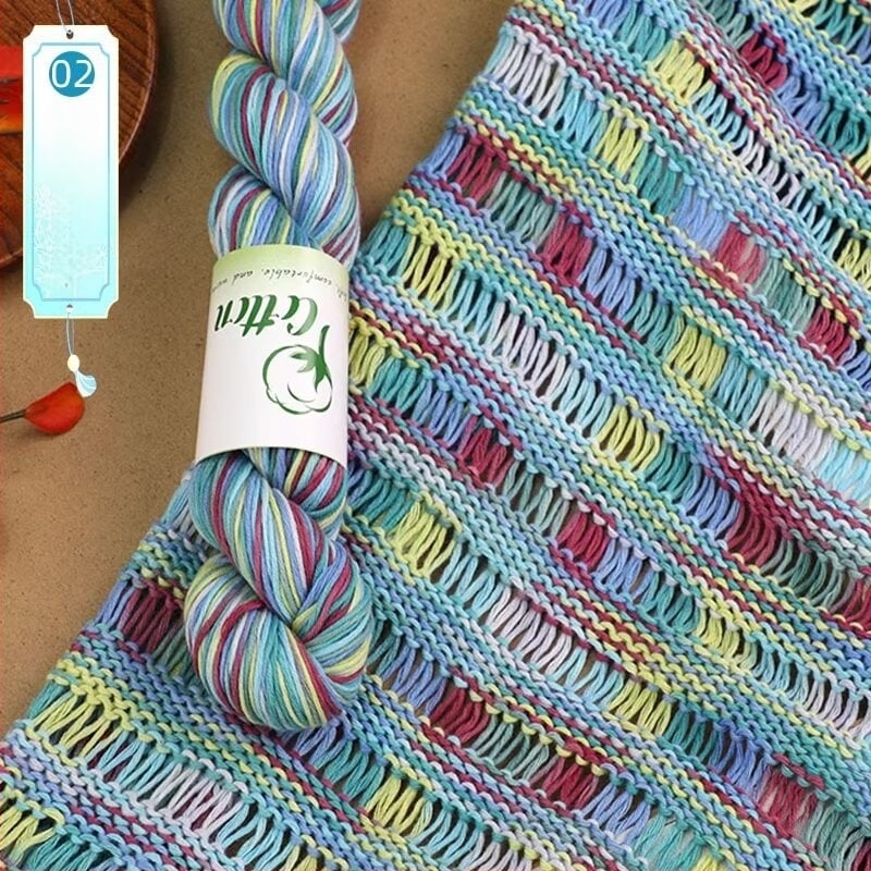 Прежда за DIY плетене: чист памук, ръчно боядисана прежда със сегментно боядисване, за детски пуловер и шал