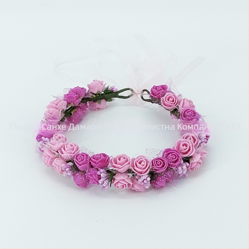 Ръчно изработена диадема с PE цветя – корейски стил, свеж и сладък, за жени