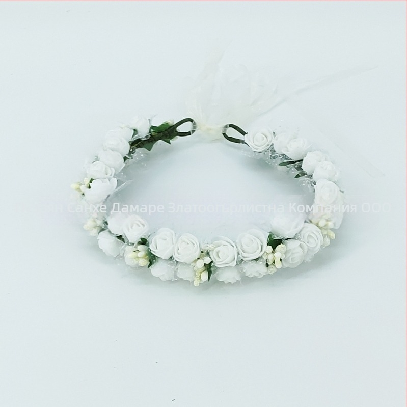 Ръчно изработена диадема с PE цветя – корейски стил, свеж и сладък, за жени