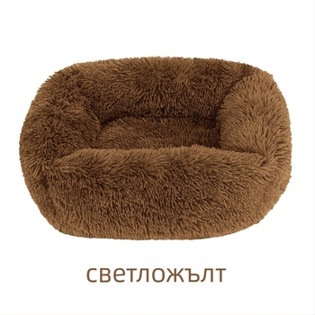 Правоъгълно плюшено гнездо за кучета — спално гнездо от плат, марка Ancient Dog, лицензиран частен етикет, подходящо за кучета