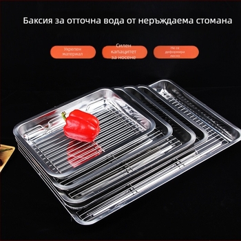 Поднос от неръждаема стомана, квадратна форма, с филтър за масло и мрежа за отцеждане, подходящ за микровълнова печка, модерен и минималистичен стил