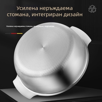 Супник от неръждаема стомана 400 серия, капацитет 1.1–2 л, незалепващо покритие, стъклен капак, подходящ за всички печки