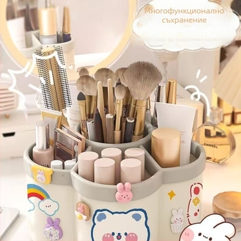 Държач за моливи с въртене на 360°, много отделения, голям капацитет, настолен канцеларски органайзер, PP материал, възможност за персонализиране на лого