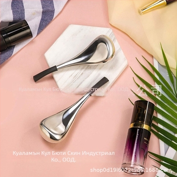 Инструмент за масаж на очи от неръждаема стомана с кристална топка — охлаждаща грижа за кожата, включва ледено чукче и ледена лъжичка