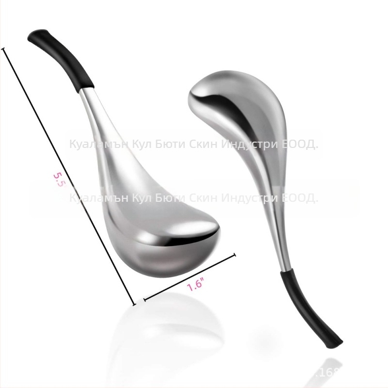 Инструмент за масаж на очи от неръждаема стомана с кристална топка — охлаждаща грижа за кожата, включва ледено чукче и ледена лъжичка