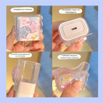 Защитен калъф за кабел за данни Apple 20W зарядно, отворен тип навиване, карикатурен стил/опростен дизайн, TPU и смола