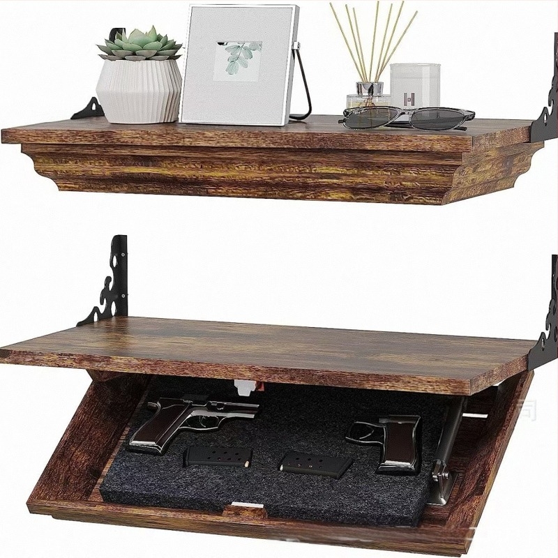 Стенен дървен държач за пистолети, прахоустойчив, еднослоен, закрепване с винтове