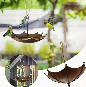 Хранилка за птици с чадърна форма, от желязо, модерен стил, подходяща за дом, градина, двор, офис и хотели/ресторанти.