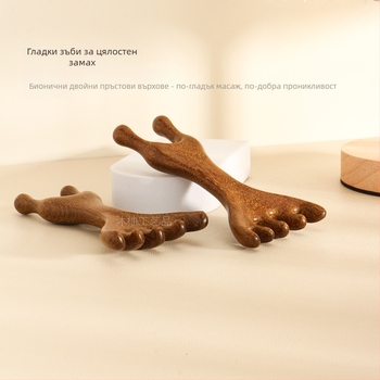 Дървен масажен гребен с пет зъба от Dragon and Phoenix sandalwood