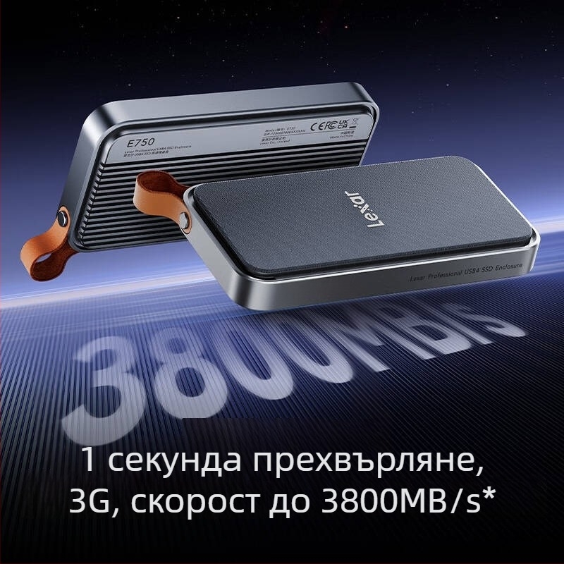Lexar E750 USB4 NVMe M.2 външна кутия за SSD с Thunderbolt 4, поддържа до 8 TB