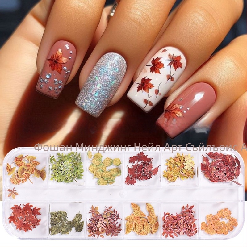 Чипсове за маникюр от дървесна пулпа – флорална шарка, пластмаса, INS стил, серия дървесно-пулпови чипсове