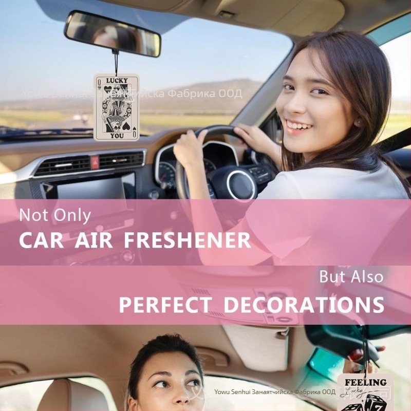 6 части комплект двустранни късметлийски покер карти за аромат за кола – висящ аксесоар за интериор на автомобил и гардероб