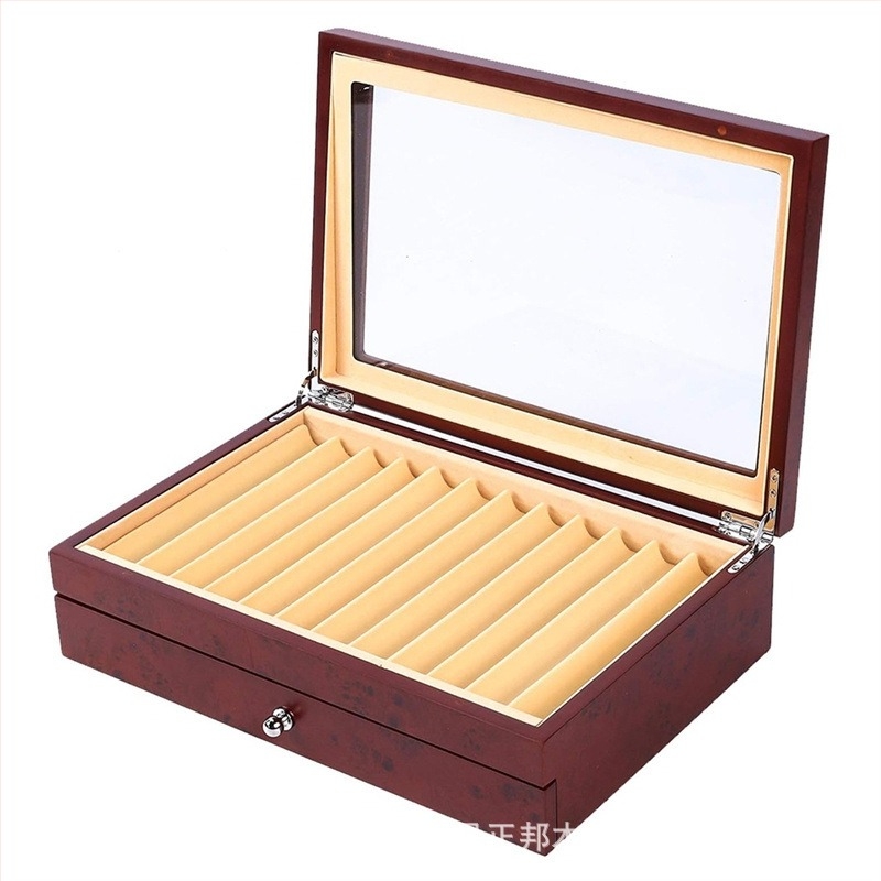 Autonomy 2024104 дървена двойнослойна кутия за писалки, съхранява 12 писалки, витрина за бюро