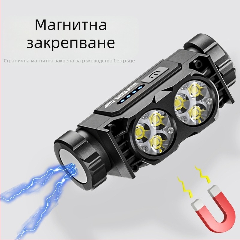 Фенер за глава с вградена литиева батерия с голям капацитет, водоустойчива, тегло 97,5 g, еластична лента