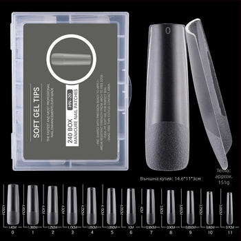 Пластири за изкуствени нокти – ултра тънки, без следи, форма водна капка, прозрачни, тип с дълъг върх