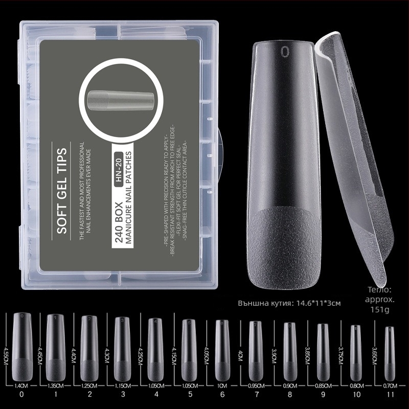 Пластири за изкуствени нокти – ултра тънки, без следи, форма водна капка, прозрачни, тип с дълъг върх