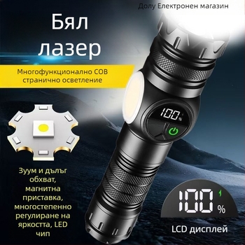 Преносим LED фенер с увеличение — Jigobird LED чип, ABS корпус, презареждащ се, дълъг живот на батерията