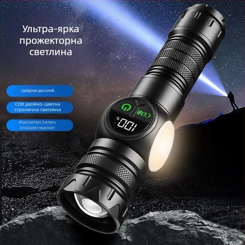 Преносим LED фенер с увеличение — Jigobird LED чип, ABS корпус, презареждащ се, дълъг живот на батерията