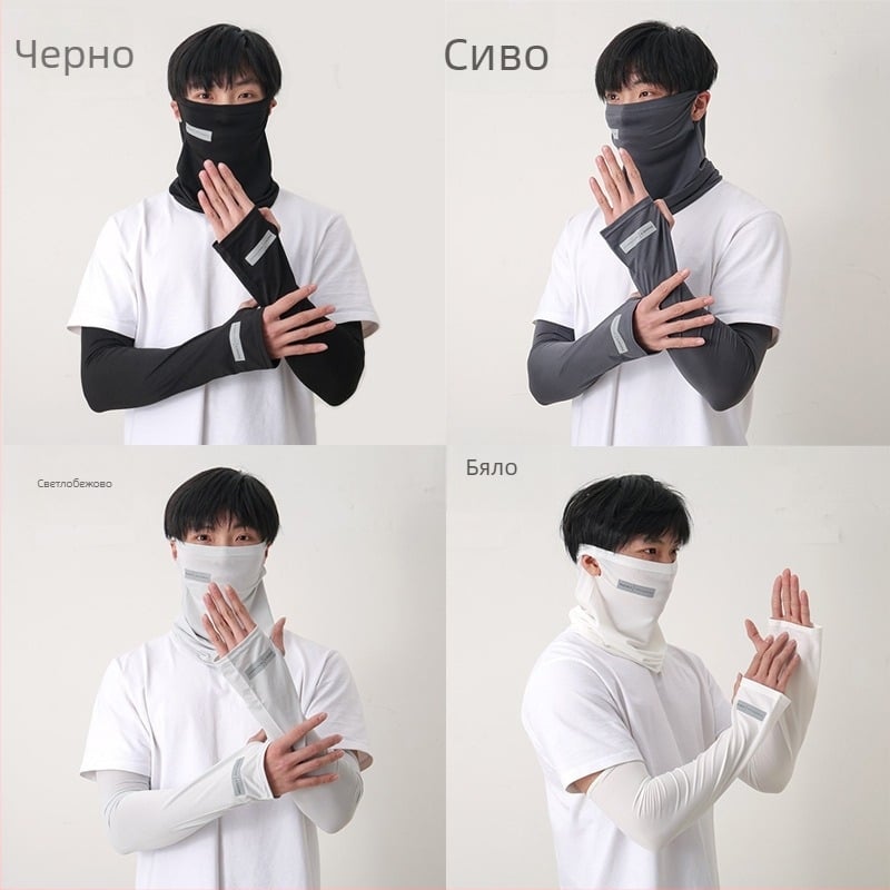 UV защита за лице и шия с ушни ластици, Ice Silk плат, памучна основа, свеж и сладък стил, пролет 2025