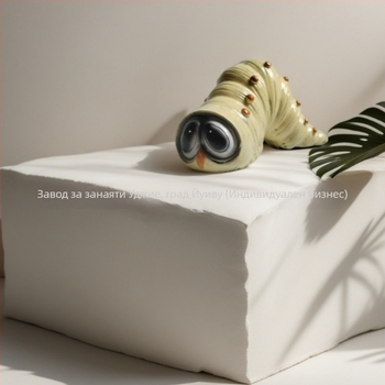 Градинска декоративна фигура във форма на гъсеница, смола, пасторален стил, гравирана резба