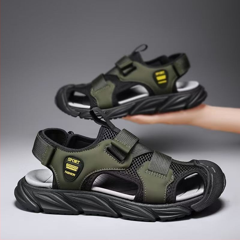 Мъжки спортни сандали с дишаща мрежа — гумена подметка, горна част от синтетична кожа, дишащи и издръжливи