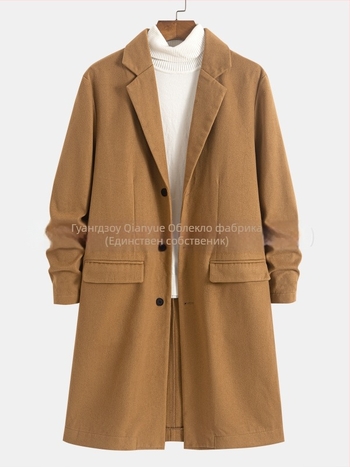 Палто за мъже - лек бизнес стил, свободна кройка, 100% полиестер, MQ622, есен 2025