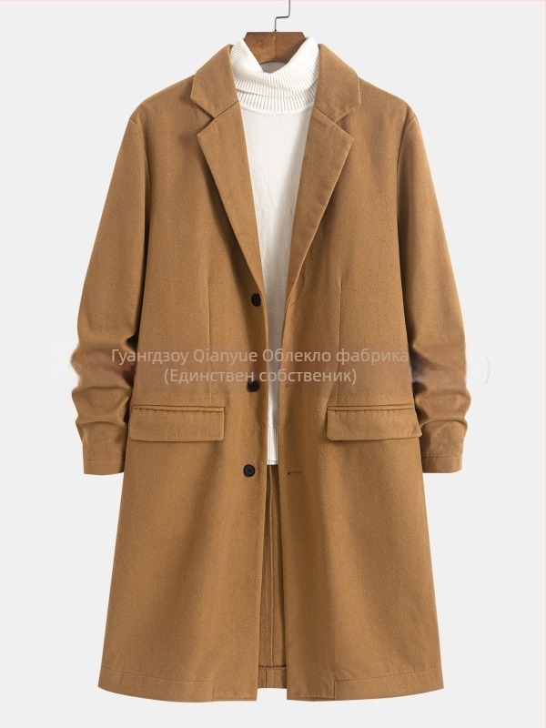 Палто за мъже - лек бизнес стил, свободна кройка, 100% полиестер, MQ622, есен 2025