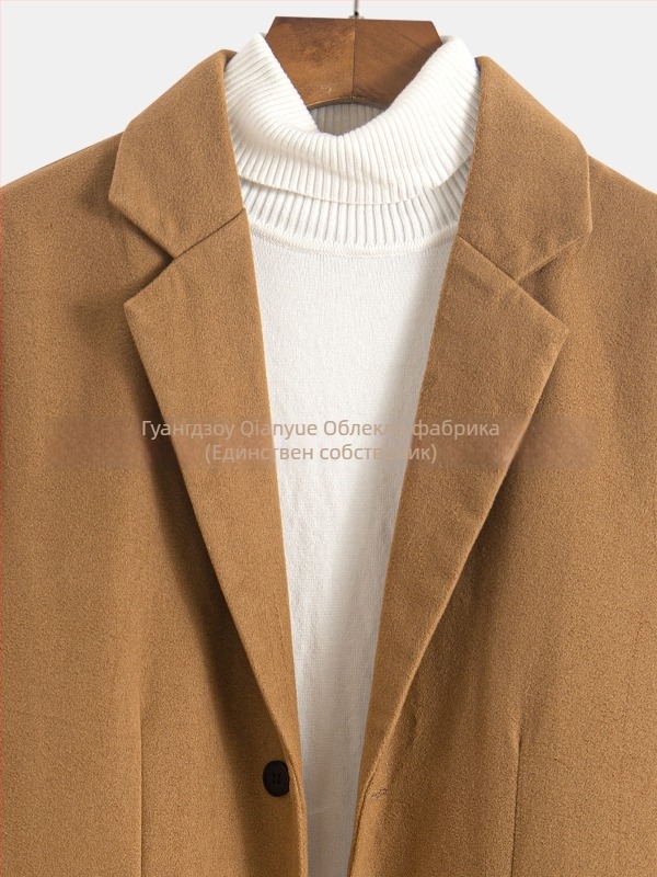 Палто за мъже - лек бизнес стил, свободна кройка, 100% полиестер, MQ622, есен 2025