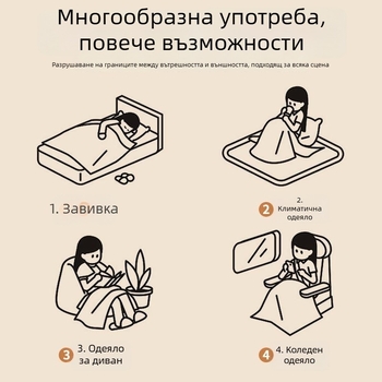 Glow Grass Coral Fleece Одеяло — полиестер, тегло под 300 g, подходящо за четири сезона