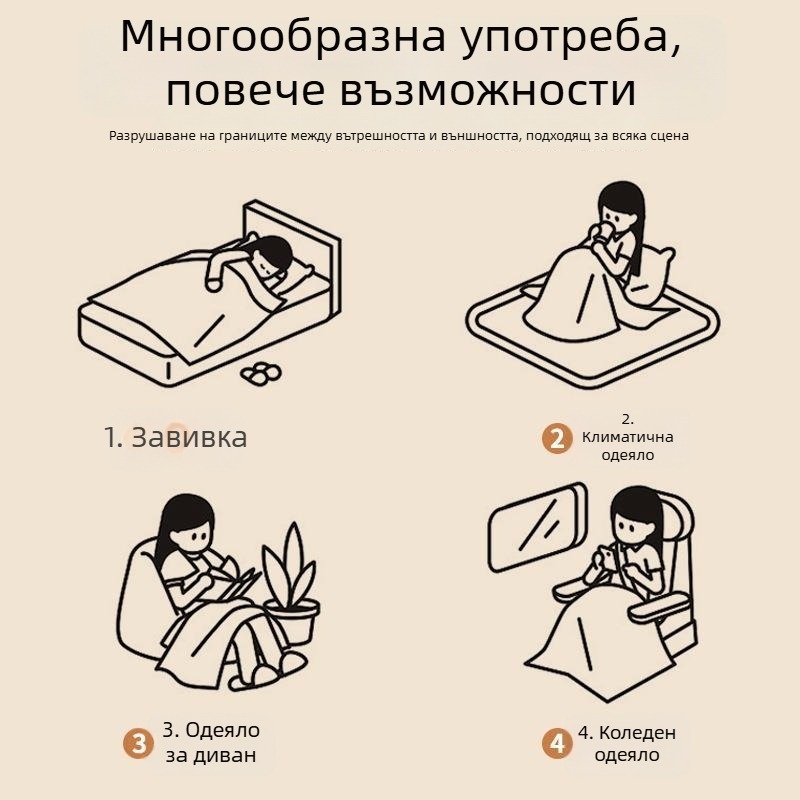 Glow Grass Coral Fleece Одеяло — полиестер, тегло под 300 g, подходящо за четири сезона