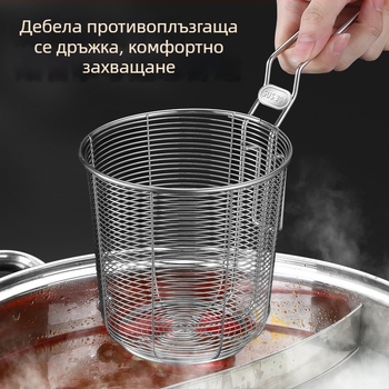 304 неръждаема стомана кошница за пържене с филтър за нудели, закуски и пържени картофи – дръжка против изгаряне, единична кука, персонализация от Zhenggang Hardware