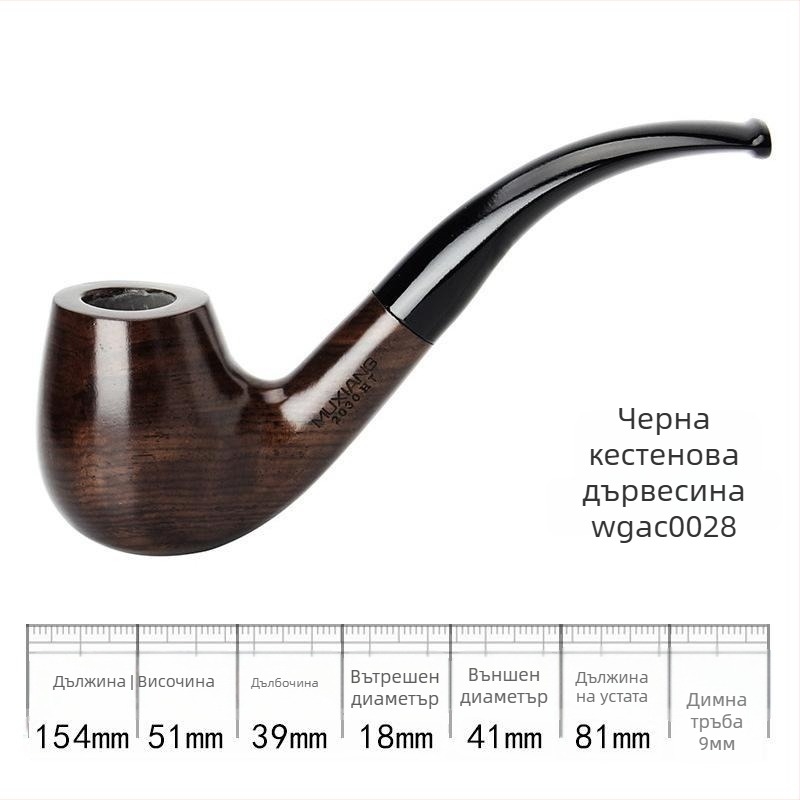 Пушаческа дървена тръба, ръчна изработка, старомоден тютюнев аксесоар, 9 мм филтър