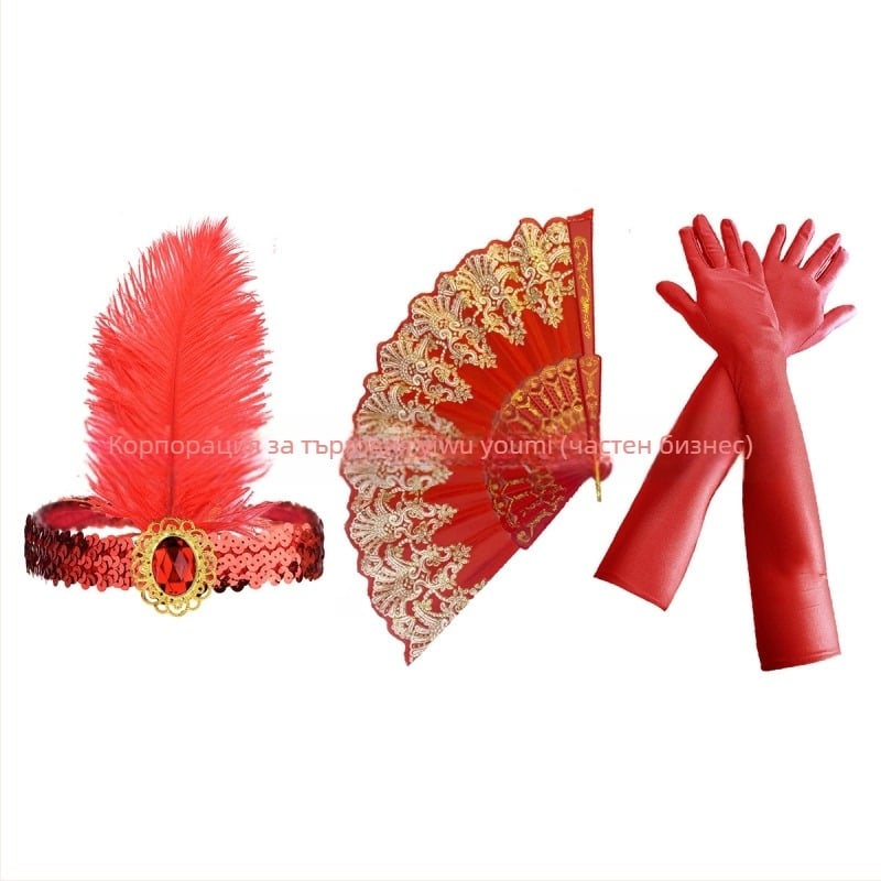 Лента за глава с пера и кристални акценти - вдъхновена от 1920-те, код SHI231440, в наличност, лято 2025