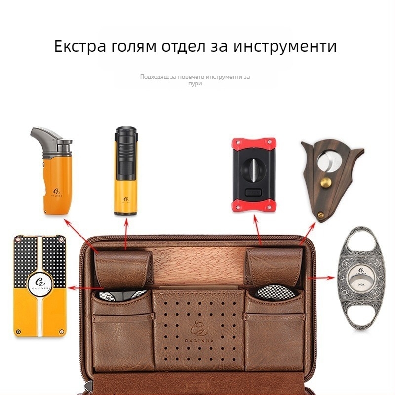 Кожен кейс за пури с преносим комплект за овлажняване, възможност за печат на лого, лицензирани частни марки