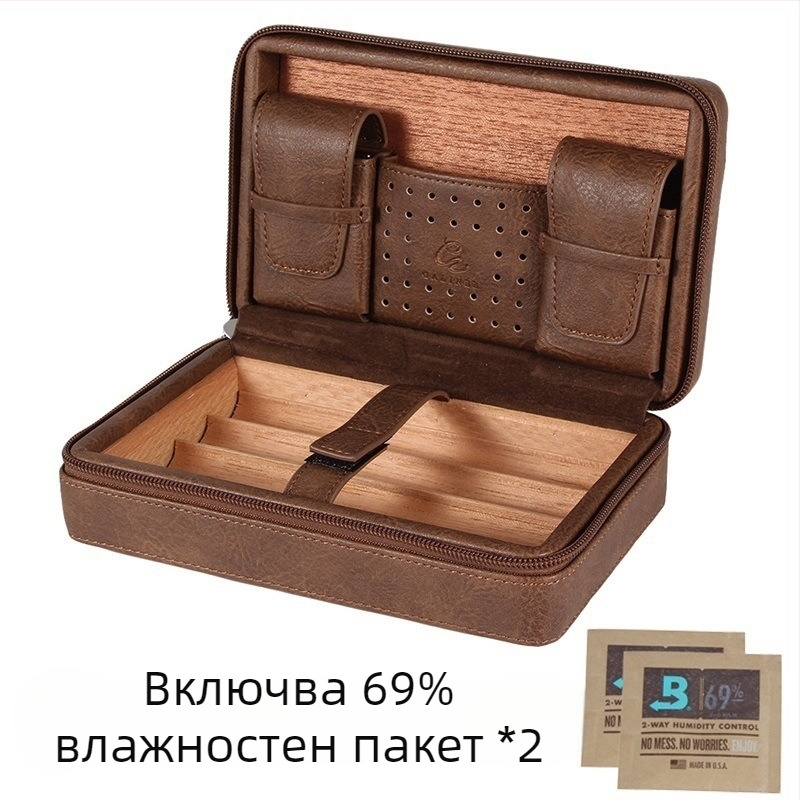 Кожен кейс за пури с преносим комплект за овлажняване, възможност за печат на лого, лицензирани частни марки