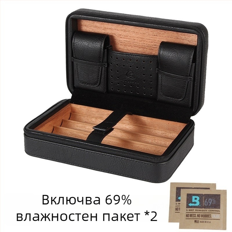 Кожен кейс за пури с преносим комплект за овлажняване, възможност за печат на лого, лицензирани частни марки