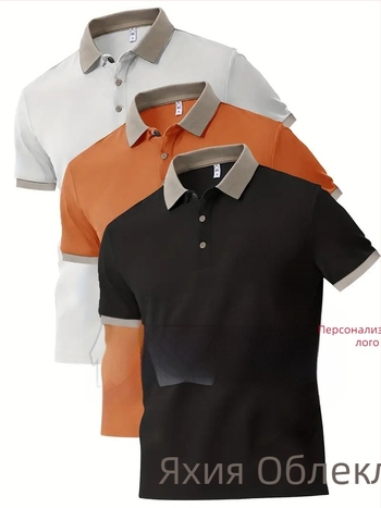 Поло риза с персонализирано печатано лого, графика, къс ръкав, яка; полиестер 96%+ в синтетично смесено влакно