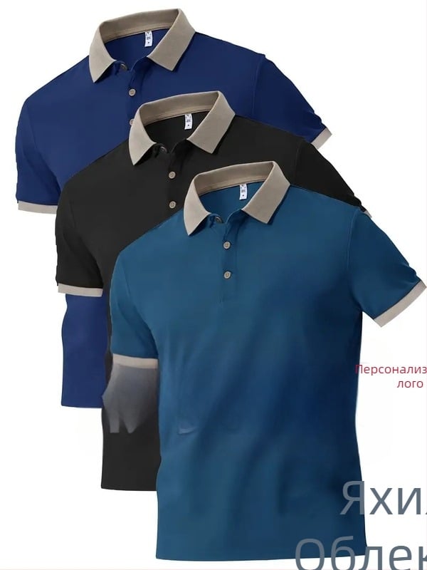 Поло риза с персонализирано печатано лого, графика, къс ръкав, яка; полиестер 96%+ в синтетично смесено влакно