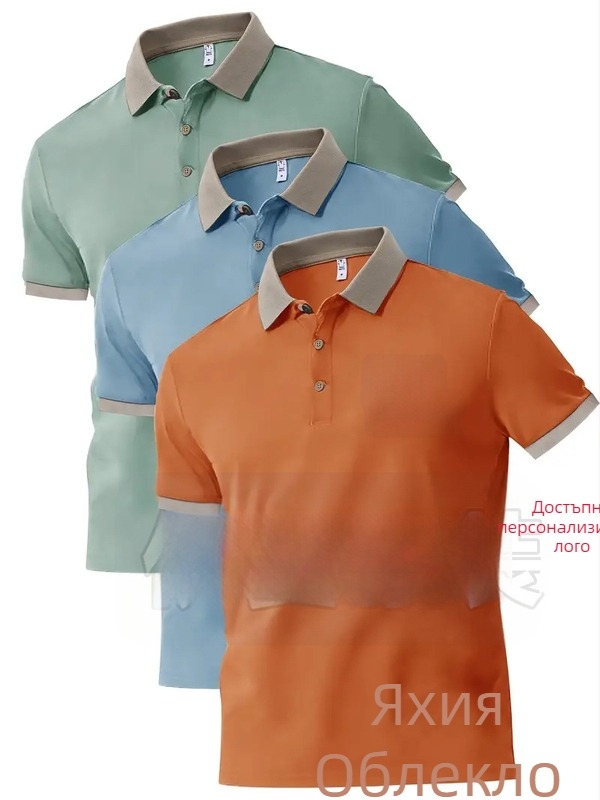 Поло риза с персонализирано печатано лого, графика, къс ръкав, яка; полиестер 96%+ в синтетично смесено влакно